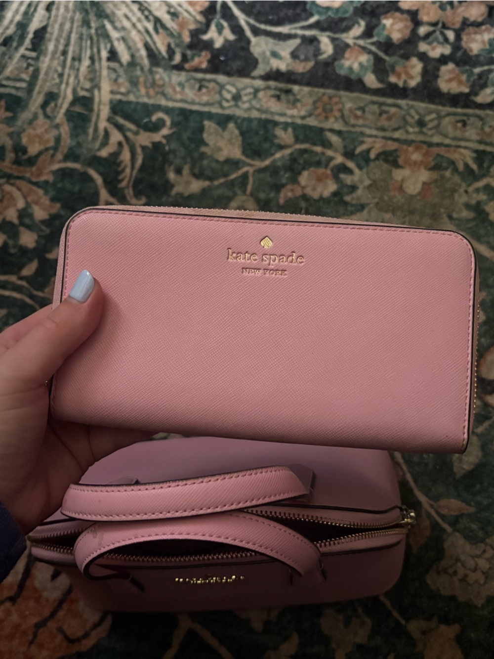 kate spade Small Pink Saffiano Wallet and Matching Crossbody Set